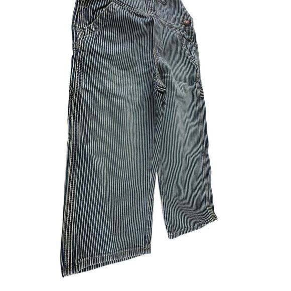 OshKosh B’gosh Toddler Railroad Stripe Overalls Size 3 Vintage Blue Denim - Picture 10 of 12